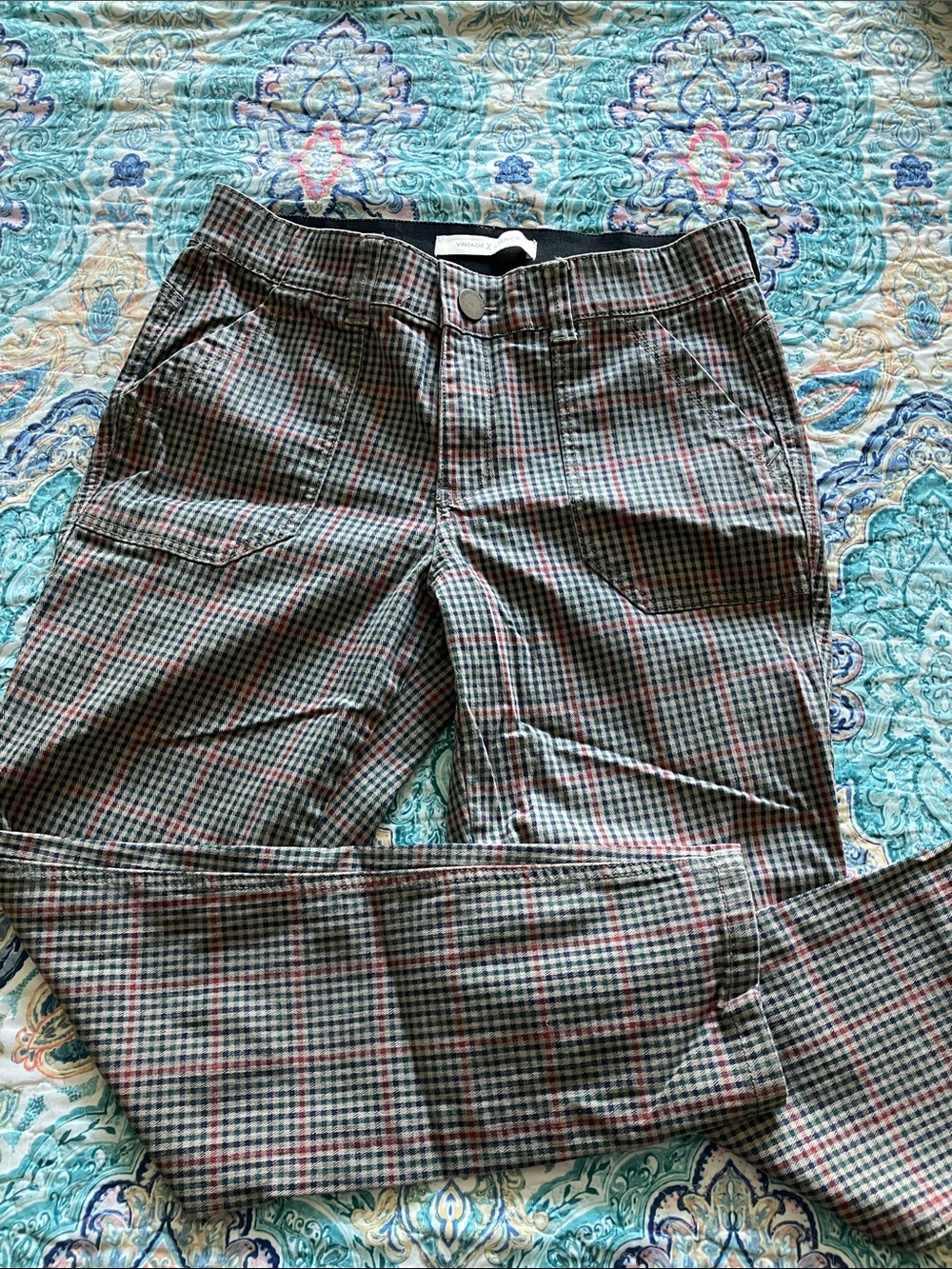 Vintage America Plaid Chinos in Green and Red